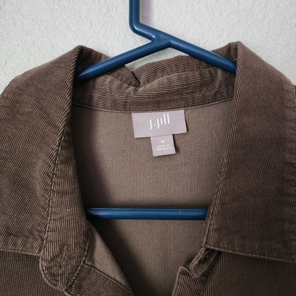 J. JILL VINTAGE Brown Corduroy Tunic Button Down Shirt Jacket Medium M Fine Wale - Picture 5 of 5